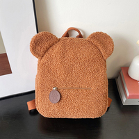 Sac à dos doublé de fourrure avec oreilles d'ours pour femme, style coréen, en peluche, à double bandoulière, pour filles et enfants, mignon, pour usage quotidien