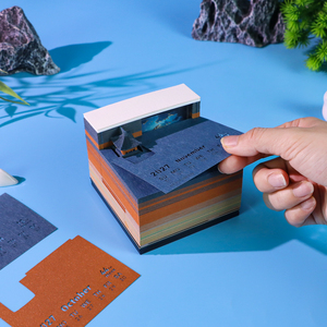 Calendrier 3D créatif, design de bâtiment ancien, <span class=keywords><strong>bloc</strong></span>-notes en papier découpé au laser avec lumière, ornement de bureau, notes autocollantes DIY - Product Image 3