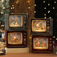 Nueva música navideña, copos de nieve, televisor con efecto de agua, luz nocturna, adorno de regalo, decoración, caja