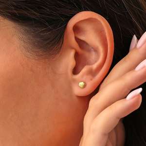 Boucles d'oreilles clous en argent sterling 925 plaqué or, coquille d'huître, faites à la main, bijoux romantiques turcs pour hommes - Product Image 4