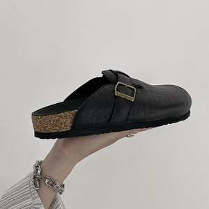 Summer Genuine Leather Light Clogs & Mules for Men with Arch Support Cork Sole Flat Slippers Outdoor casual walking Style <b>Shoes</b> - Product Image 3