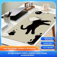 Tapis de bureau en caoutchouc rectangulaire extra large antidérapant avec bords renforcés, motif chat de dessin animé, technique de compression, pour cybercafé