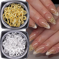Kit de 30 Breloques 3D en Alliage pour Ongles, Nœuds en Ruban, Fleurs Métalliques, Pierres Précieuses et Strass Dorés et Argentés, Accessoires pour Ongles
