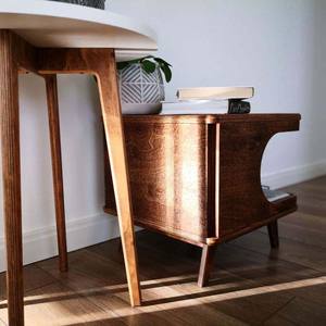 Gefineerd Kattenbed Bank Hoektafel Nachtkastje Houten Huisdiermeubilair Geometrische Bijzettafel Houten Kat Bijzettafel - Product Image 2