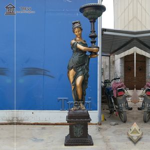 Soporte de lámpara de metal de bronce para jardín, escultura de figura humana, poste de lámpara de pie para exterior - Product Image 5