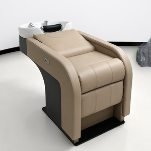 Fauteuil de lavage semi-inclinable électrique avec lit de lavage de cheveux et bassin en céramique pour salon de coiffure - Product Image 3