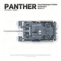 Tanque Mediano Alemán Panther Ausf.G Versión Tardía de la Segunda Guerra Mundial, Juguete de Construcción de Soldados Unisex de Plástico ABS para Mayores de 14 Años