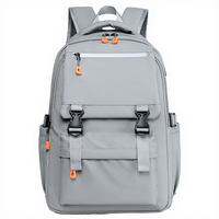 Tas Ransel Kapasitas Besar Anti Air Bahan Oxford Polyester dengan Ritsleting dan Port USB 20-39L, Tas Laptop Geometris Unisex untuk Perjalanan dan Penggunaan Antar Negara