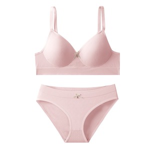 調節可能なバックバックルと柔らかい固定カップブラを備えた新しい高品質の女性用ブラセットプラスサイズのボウブラ - Product Image 5