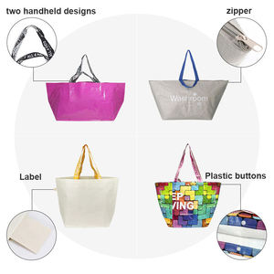 Sac polochon écologique personnalisé réutilisable tissu nylon avec logo laminé fermeture à glissière poignée d'épaule couleur personnalisée utilisation de voyage - Product Image 5
