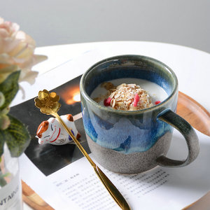 Tazza in ceramica smaltata a colori reattivi con <span class=keywords><strong>due</strong></span> colori in gres misto tazza da caffè tazza da tè in terracotta tazza retrò - Product Image 3