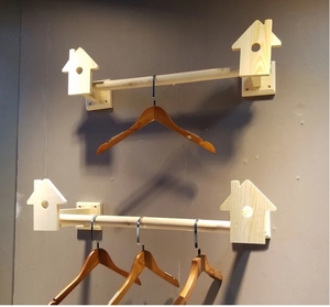 Custom Modern Cartoon Wooden Cloth Drying Stand <b>Wall</b> <b>Mount</b> Storage Rack <b>Shelf</b> for Home Use Display Wood Products Organizing - Product Image 1