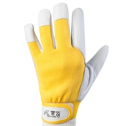 Guanti in Pelle di Maiale con Dorso in Maglia di Cotone, Chiusura in Velcro, Taglia 7 - Product Image 1