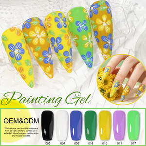 Gel de Peinture pour Ongles de Haute Qualité Sans Résidu Semi-Solide Couleurs Noir et Blanc Gel de Peinture 3D pour <span class=keywords><strong>Dessin</strong></span> Floral - Product Image 2