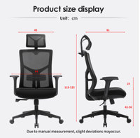 Chaise de bureau exécutive ergonomique moderne en maille personnalisable, dossier haut, pivotante, réglable, avec vérin à gaz chromé, garantie 3-5 ans