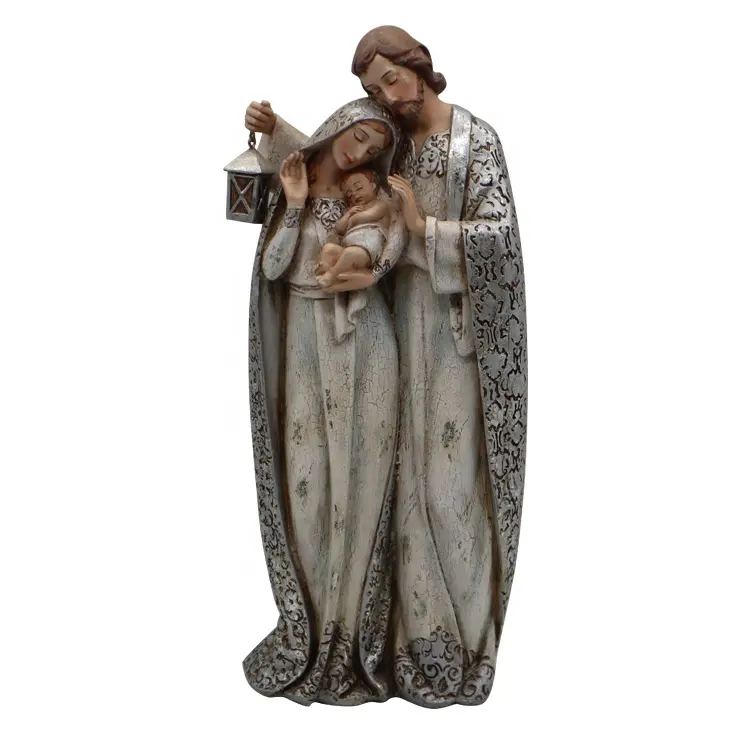 Three-piece sterling silver holy family resin stone decorative crafts Renaissance collection custom silicone statue