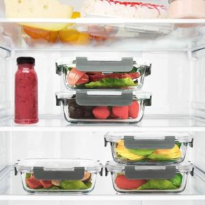 Popular Airtight Glass Meal Prep Food Storage Container Microwave Glass <b>Lunch</b> <b>Box</b> with Lock Lid - Product Image 3