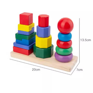 Montessori Đầu Giáo Dục Khối Đồ Chơi Cột Tháp Cầu Vồng Vòng Ngăn Xếp Bán Buôn Đồ Chơi Bằng Gỗ Cho Trẻ Em Trẻ Em Trai Cô Gái - Product Image 4