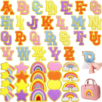 Patchs thermocollants personnalisés en chenille brodée, lettres de l'alphabet anglais, badges appliqués pour casquettes, vêtements, chapeaux, tissus DIY