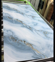 Nouveau design, plaque de marbre UV 4x8 pieds, panneau mural en PVC imprimé en 3D avec bordure plaquée or pour villa de luxe