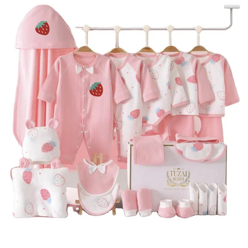 Großhandel Neugeborene Baby kleidung Sets 0-3 Monate für Jungen Mädchen 100% Baumwolle Baby Stram pler Geschenk box Set
