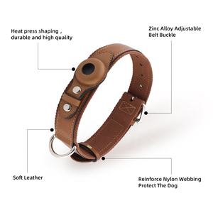 <span class=keywords><strong>Collar</strong></span> de perro de cuero vegano de lujo con rastreador GPS Airtag PU suave sólido estilo Simple logotipo personalizado fábrica de productos directos para mascotas - Product Image 3