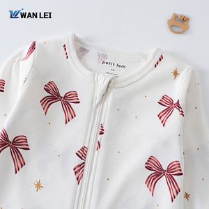 <span class=keywords><strong>Pyjama</strong></span> bébé en coton tricoté respirant, combinaison à manches longues avec fermeture éclair, vêtements de nuit pour nourrissons, barboteuse douce pour nouveau-nés - Product Image 2