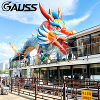 Dragon gonflable personnalisé de 18 m, modèle de dragon volant de style chinois, danseur aérien avec lumière LED pour exposition extérieure, événement