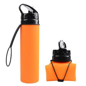 Bouteille d'eau pliable en silicone de qualité alimentaire personnalisée de 500 ml, réutilisable, pour le sport, avec isolation thermique - Product Image 2