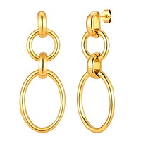 Boucles d'oreilles multi-cerceaux simples en acier inoxydable plaqué or 14 carats pour femme, au design texturé de style espagnol, tendance et au charme unique.