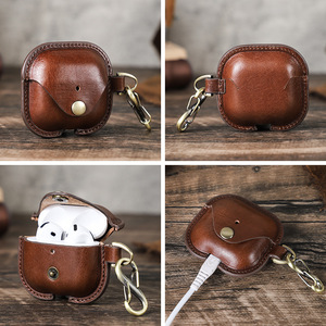 Estuche para Auriculares de Cuero Genuino Vintage con Cierre a Presión, Funda Protectora a Prueba de Golpes de Cobertura Total para Airpods 4 - Product Image 3