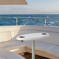 HOMFUL Ensemble de table de bateau ponton sans oscillation Table de bateau marine blanche avec deux porte-gobelets