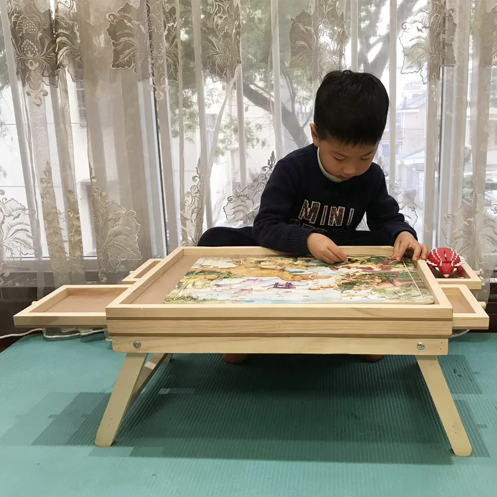 Quebra-cabeças infantil de mesa, quebra-cabeça de madeira para crianças 4 gavetas