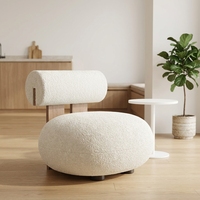 Fauteuil d'appoint moderne en forme de tonneau, blanc, en sherpa, avec rembourrage en éponge de haute qualité et pieds en métal, pour chambre à coucher