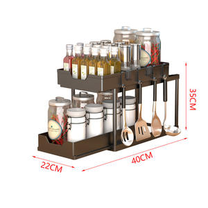 Nouveautés 2024 : Organisateur de bureau multifonctionnel à 2 niveaux non pliable pour la maison, étagère à épices, rangement pour <span class=keywords><strong>cuisine</strong></span> et salle de bain, évier - Product Image 3