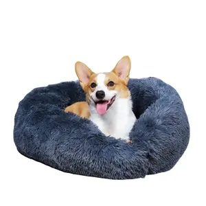 Ekstra büyük sakinleştirici köpek yatağı s yuvarlak ucuz özel yıkanabilir çörek bellek köpük köpek yatağı kapaklı