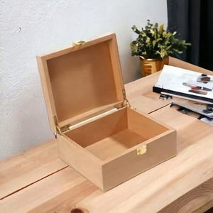 Boîte cadeau de luxe en bambou écologique artisanale avec couvercle à charnière et fermeture sécurisée, design moderne et simple pour usage domestique - Product Image 1