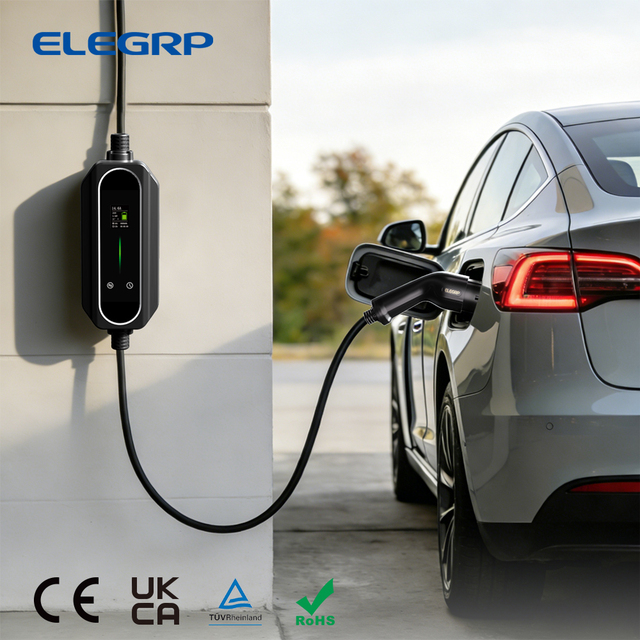 ELEGRP EU Standard AC 16A Type 2 EVSE Electric Vehicles Charging Stations, 11KW Portable EV Charger for Home Use
