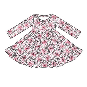 ブティックのおしゃれな長袖女の子用ツイルドレス、カスタムプリント、子供用のかわいいバレンタインデードレス - Product Image 5