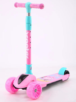 Trottinette électrique lumineuse de haute qualité de couleur rose avec siège pour enfants, cadeau de Noël pour enfants - Trottinette à trois roues