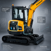 Livraison Gratuite Mini-Excavatrice 3,5 Tonnes 1,8 Tonnes Mini-Pelle avec Cabine Fermée Moteur Kubota Minibagger 1,8T Excavatrice Agricole avec Souffleuse à Neige