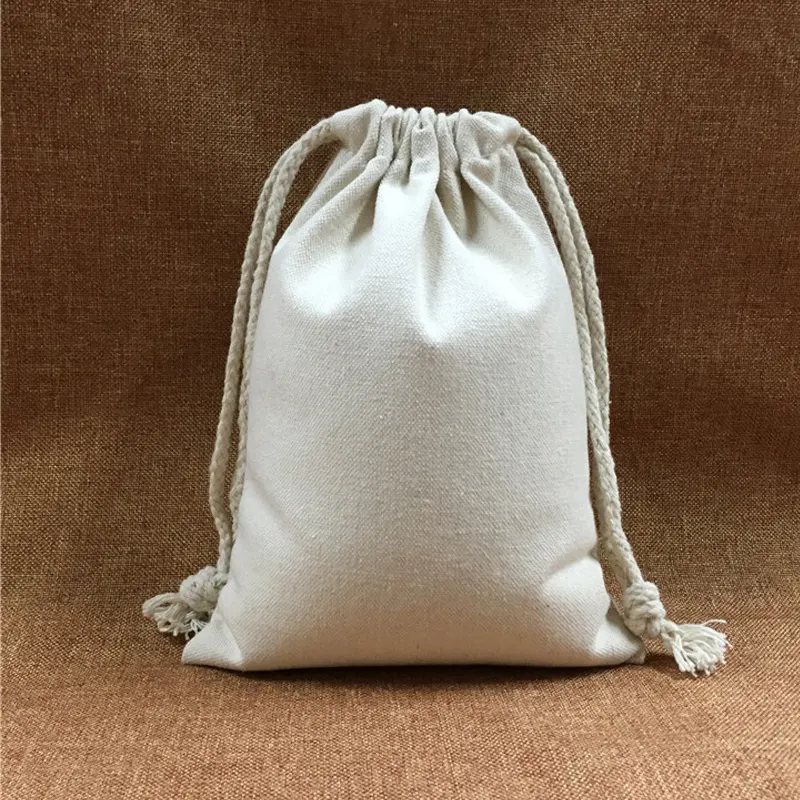Fabrika pamuklu takı toz kese özel küçük pamuk büzme ipi hediye paketleme çantası