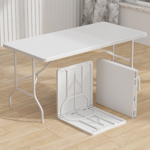 Bàn học gấp gọn hình chữ nhật nhẹ, kích thước 6ft x 8ft, dùng cho ngoài trời, tiệc tùng, cắm trại, hiện đại, dùng cho nhà hàng, khách sạn, làm bằng nhựa - Product Image 3