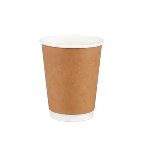 생분해 성 퇴비화 재활용 이중 벽 크래프트 종이컵 뜨거운 음료 종이컵 이동 커피 컵 뚜껑 친환경