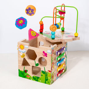 New Arrival Montessori Educational <b>Toy</b> Multi-function Round Bead Treasure <b>Box</b> Wooden Shape Sorter Activity Cube <b>Toys</b> for Kids - Product Image 5