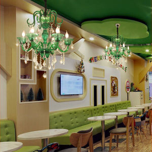 Trending Pendant Chandeliers Decoration <b>Large</b> Green Crystal Droplets Sphere Chandelier Lighting <b>for</b> Hotel - Product Image 3