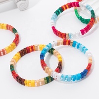 Bracelet extensible en perles acryliques colorées, fait main, arc-en-ciel, empilable, avec certificat REACH