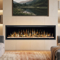Cheminée électrique décorative murale encastrée avec télécommande et minuterie pour chauffage intérieur