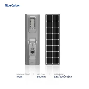 블루 카본 3200Lm 올인원 야외 Led 태양 광 가로등 태양열 구동 Led 태양 광 가로등