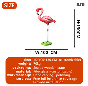 Adornos de flamencos de fibra de vidrio ecológicos que brillan intensamente Esculturas al aire libre Diseño personalizado para jardines Hoteles Centros comerciales - Product Image 4
